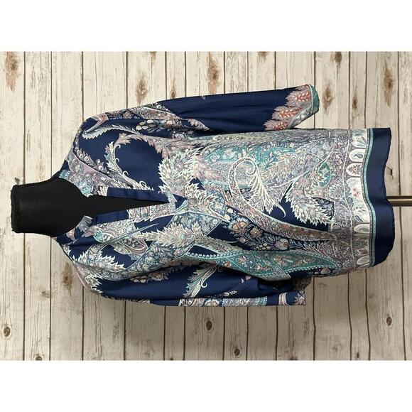 Zara Tops - Zara multicolored satin V-neck kimono sleeve tunic Size Small